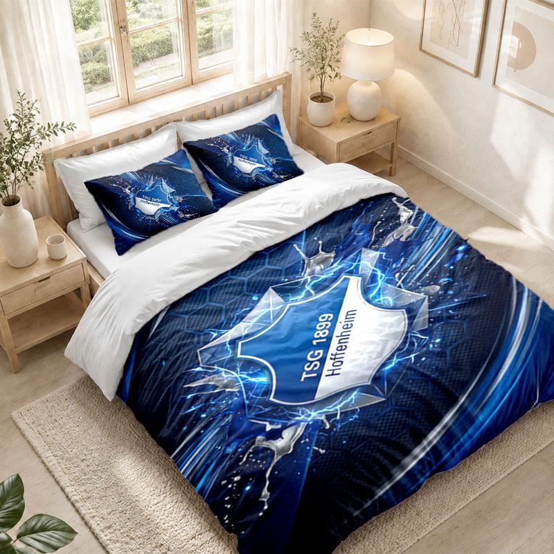 Ensemble de literie 1 housse de couette 2 taies d'oreiller Imprimé TSG Hoffenheim FC Chambre à coucher Décoration de la maison