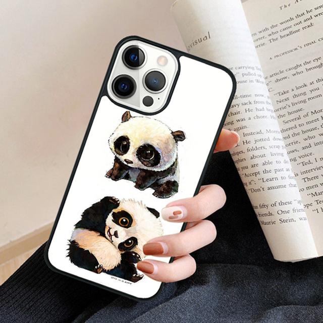 Cute Cartoon Animal Panda Phone Case Back Cover for iPhone 17 Air 16 15 14 13 11 12 Pro Max Plus Fundas Coque