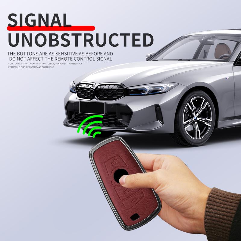 Alloy Leather Car Key Case Cover for BMW 1 2 3 4 5 6 7 Series X1 X3 X4 X5 X6 F36 F25 F26 F30 F34 F10 F07 F20 Z10 G30 F15 F16