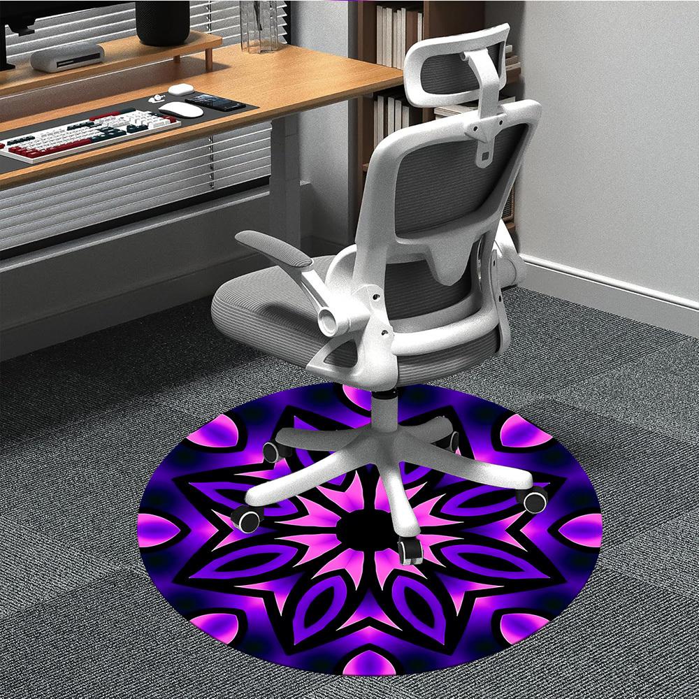 

1pc Purple Mandala Pattern Chair Carpet for Office, Round Non Slip Durable Large Size Office Carpet, Suitable for Office 80cm