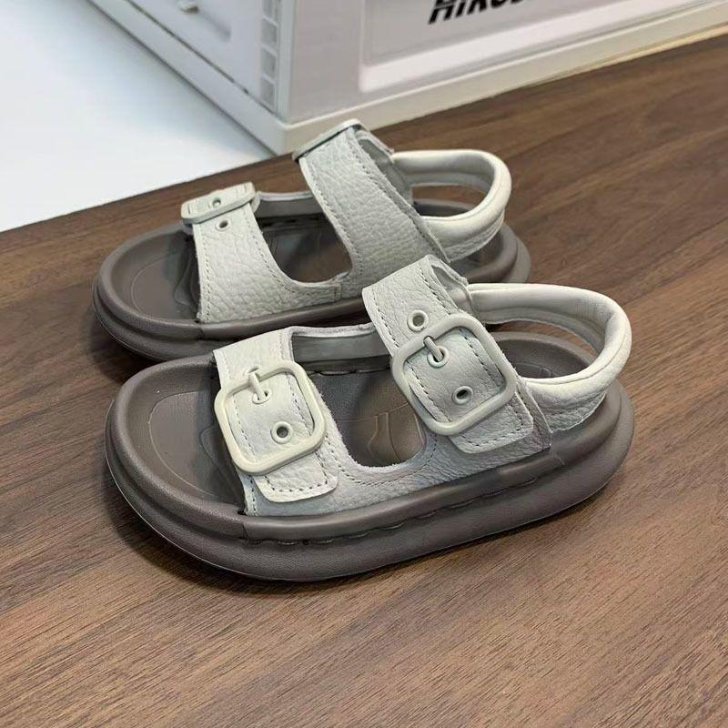Kids Minimalist Double Buckle Thick Sole Casual Summer Sandals Soft Sole Walking Shoes 26 белый