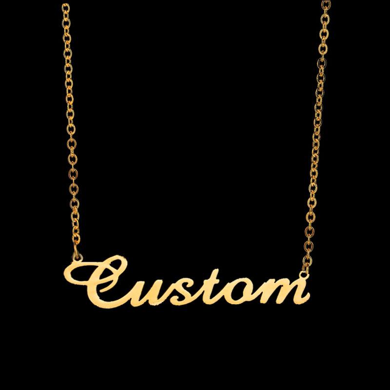 Stainless Steel Necklace Personalized Letter Gold Choker Necklace Pendant Nameplate Gift
