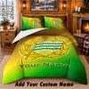 Hammarby Pattern Bedding 3Pcs Set Custom Name, Bed Sheet And Pillowcases For Home Bedroom