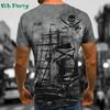 Pirate Ship Pattern Print Mens Clothing T Shirt for Men Short Sleeve Tee Gym Clothing Men Male T-shirt Pirate Ship Print Clothes