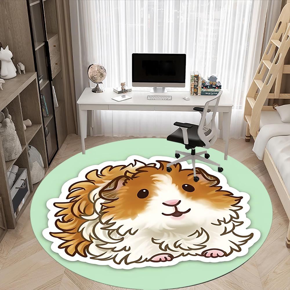 1pc Guinea Pig Office Round Rug, Carpet for Office, Gaming, Lightweight Round Floor Mat Yy260208062