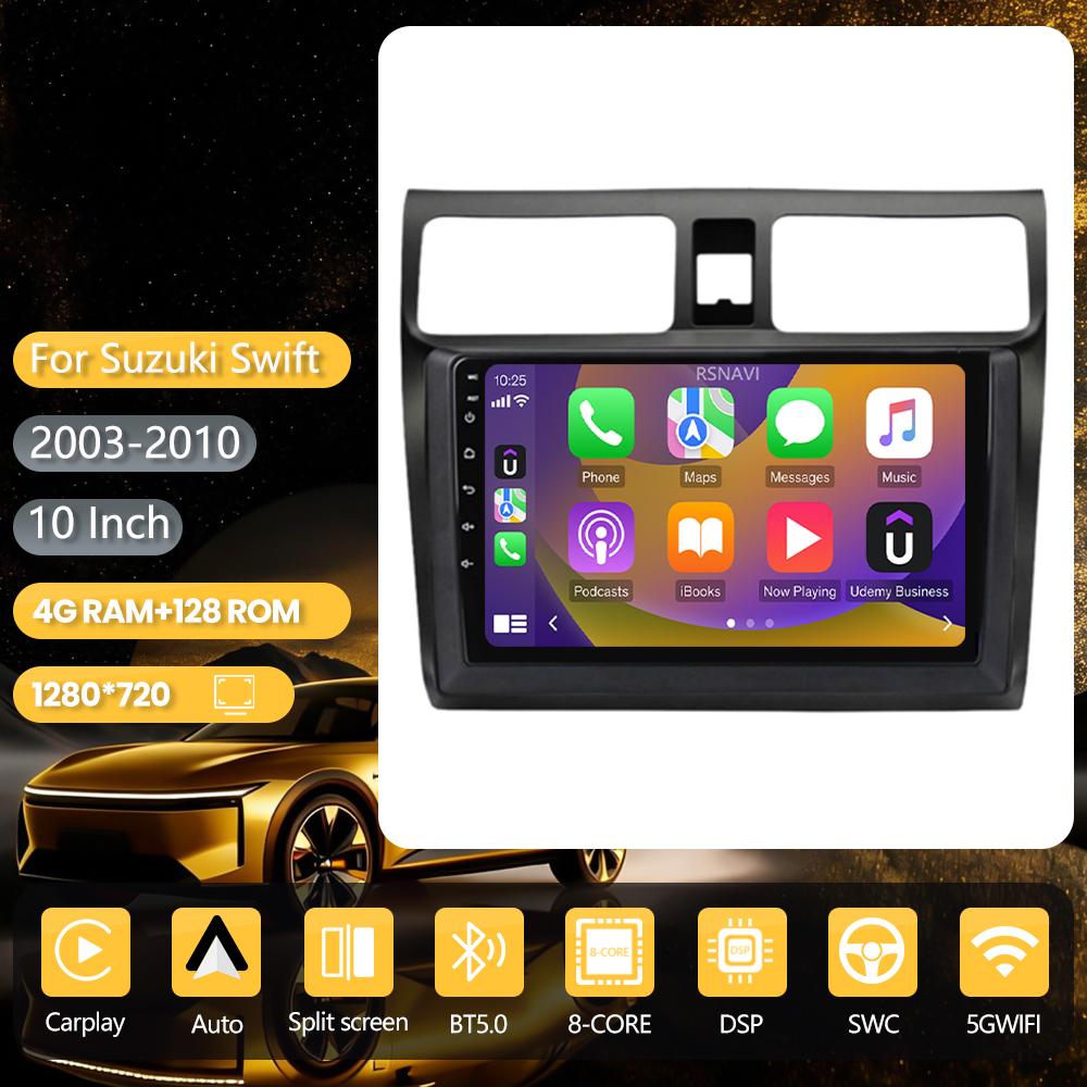 Android 16 for Suzuki Swift 2003 - 2010 Carplay Auto Radio Multimedia Player Car Radio GPS Stereo QLED Screen 360° Camera