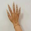 1 pièce de bijoux européens et américains, bracelet de doigt à chaîne gothique pour Halloween, chaîne de dos d'ongle personnalisée effilochée conique