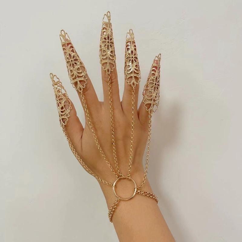 1PC European and American jewelry, Gothic Halloween chain finger bracelet, personalized tapered fringed nail back chain