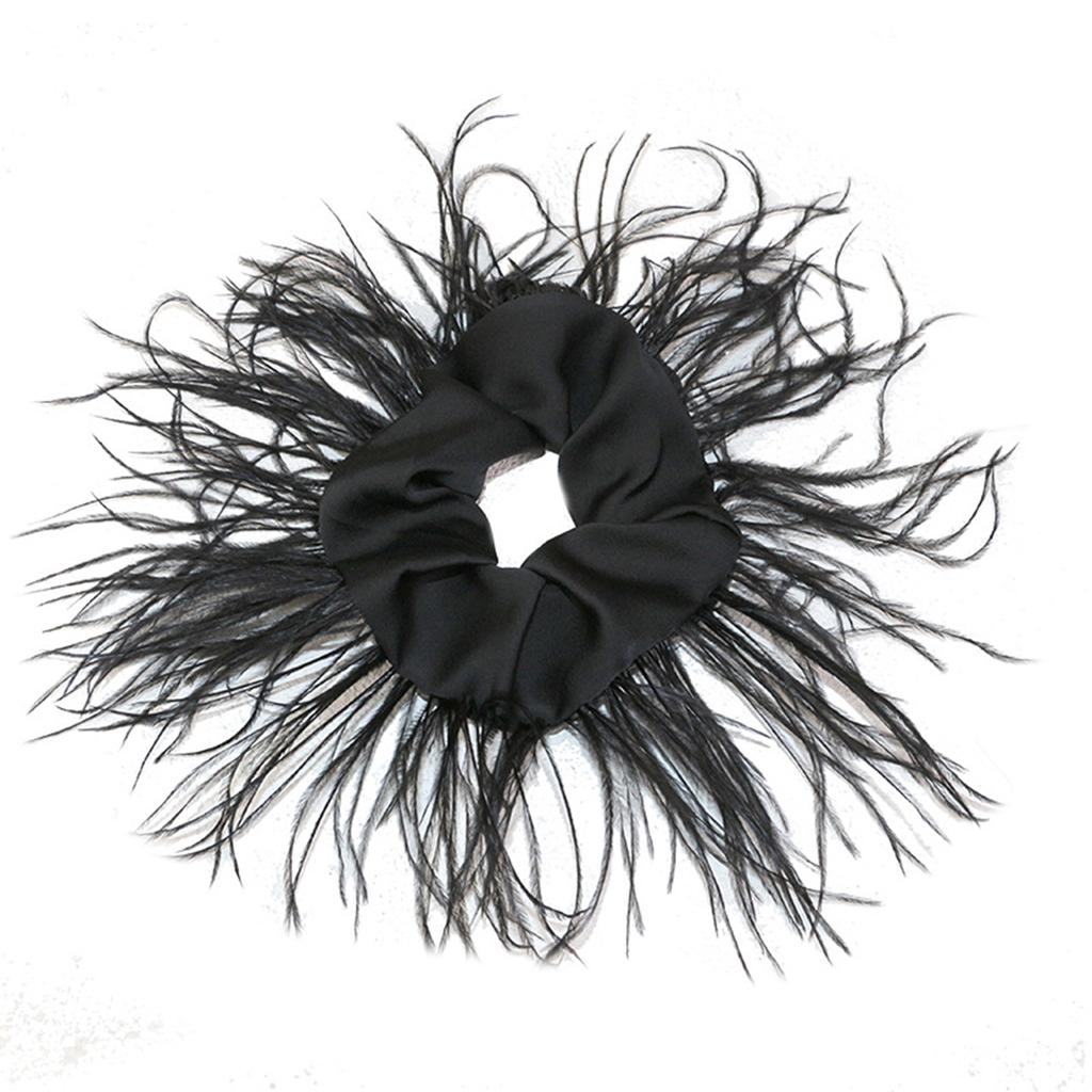 Gomas para el pelo de plumas de avestruz Scrunchies peludos Tocado de los años 20 Scrunchie para el pelo Cuerda elástica para el pelo Accesorios para el pelo para niñas