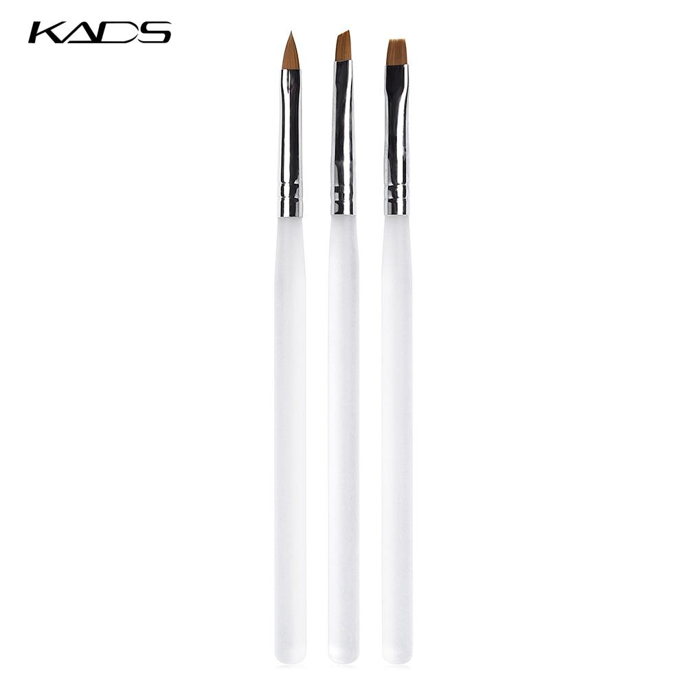 kads 3 шт./компл., кисть для дизайна ногтей, ручка из матового стекла, УФ-гель, строитель, рисунок, ручка для резьбы, цветочный дизайн, инструмент для маникюрного салона «сделай сам»