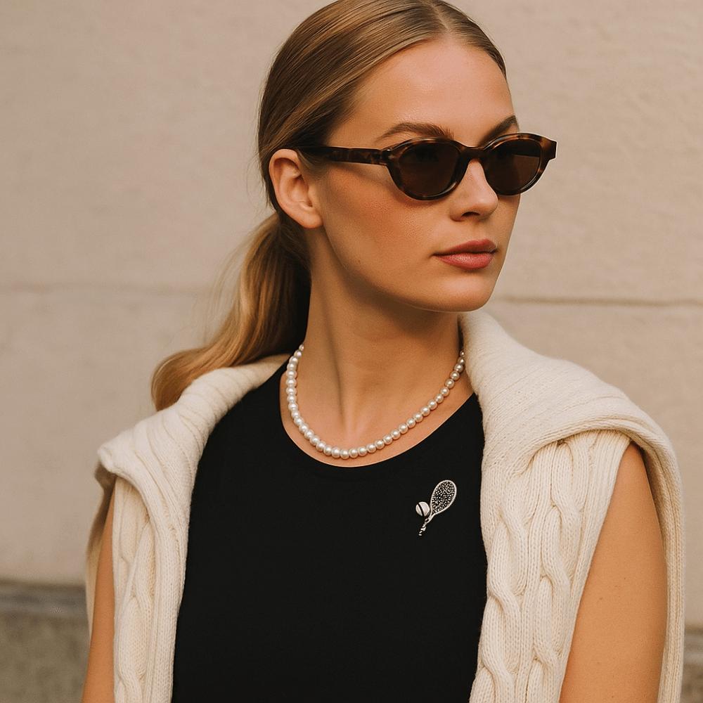 Zirkon Emaliowany Metalowy Spinacz do Ubrań Cyrkon Złota Broszka Osobowość Broszka z Rakietą Tenisową Dziewczyny