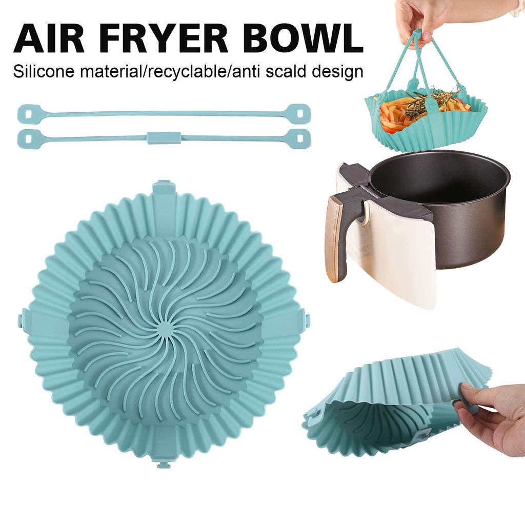 Reusable Air Fryer Baking Tray Silicone Airfryer Liner Oven Mat with Handle Basket Pizza Fried Chicken Grill Pan Mat For Kitchen