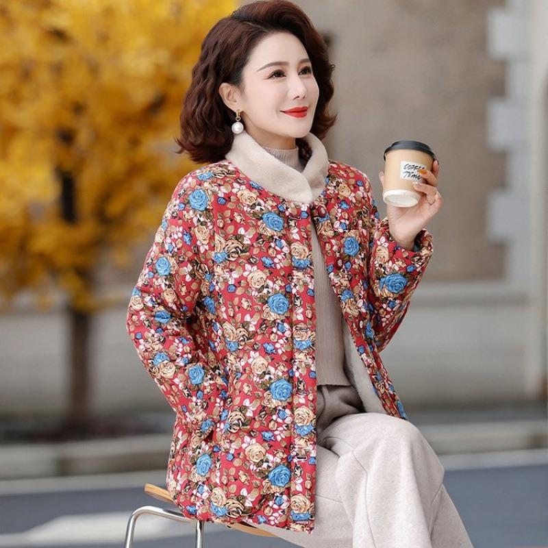 New winter clothing velvet thickened floral cotton-padded clothing warm cotton-padded clothing cotton-padded jacket winter jacket women