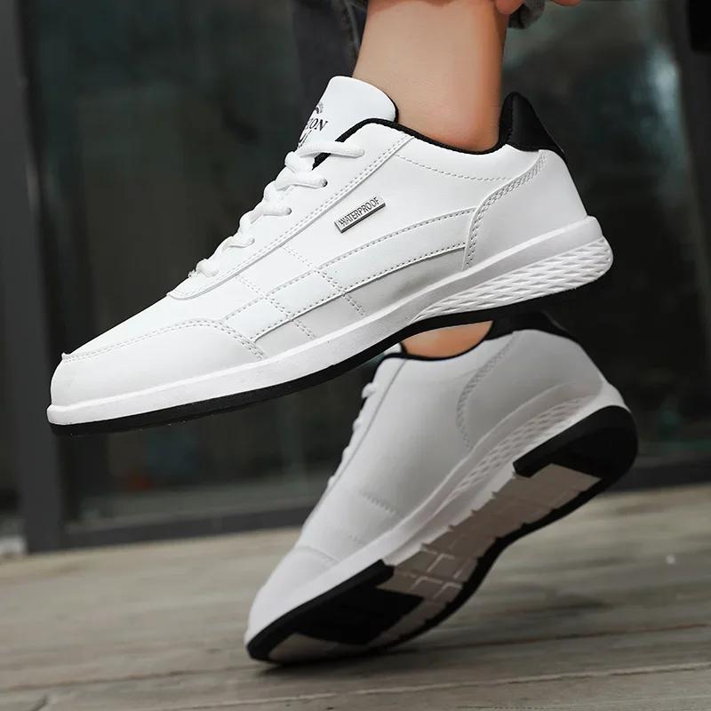 2025Leather Men Shoes Sneakers Trend Casual Shoes Breathable Leisure Male Sneakers Men Non-slip Footwear Men Skateboarding Shoes