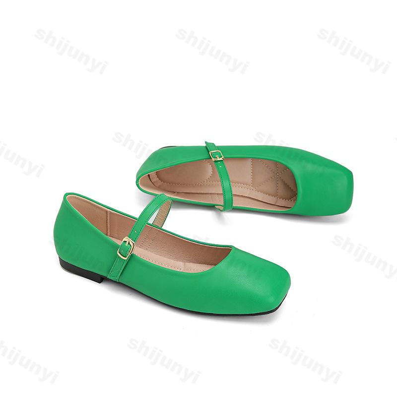 Women's Mary Jane Shoes Spring Summer New One Word Strap Vintage Flats Fashion Buckle Strap Comfortable Lightweight Casual Shoes