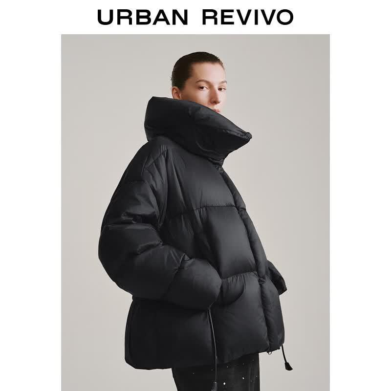 UR Women s 2025 Winter Drawstring Ultra Loose Down Jacket with Big Lapel M