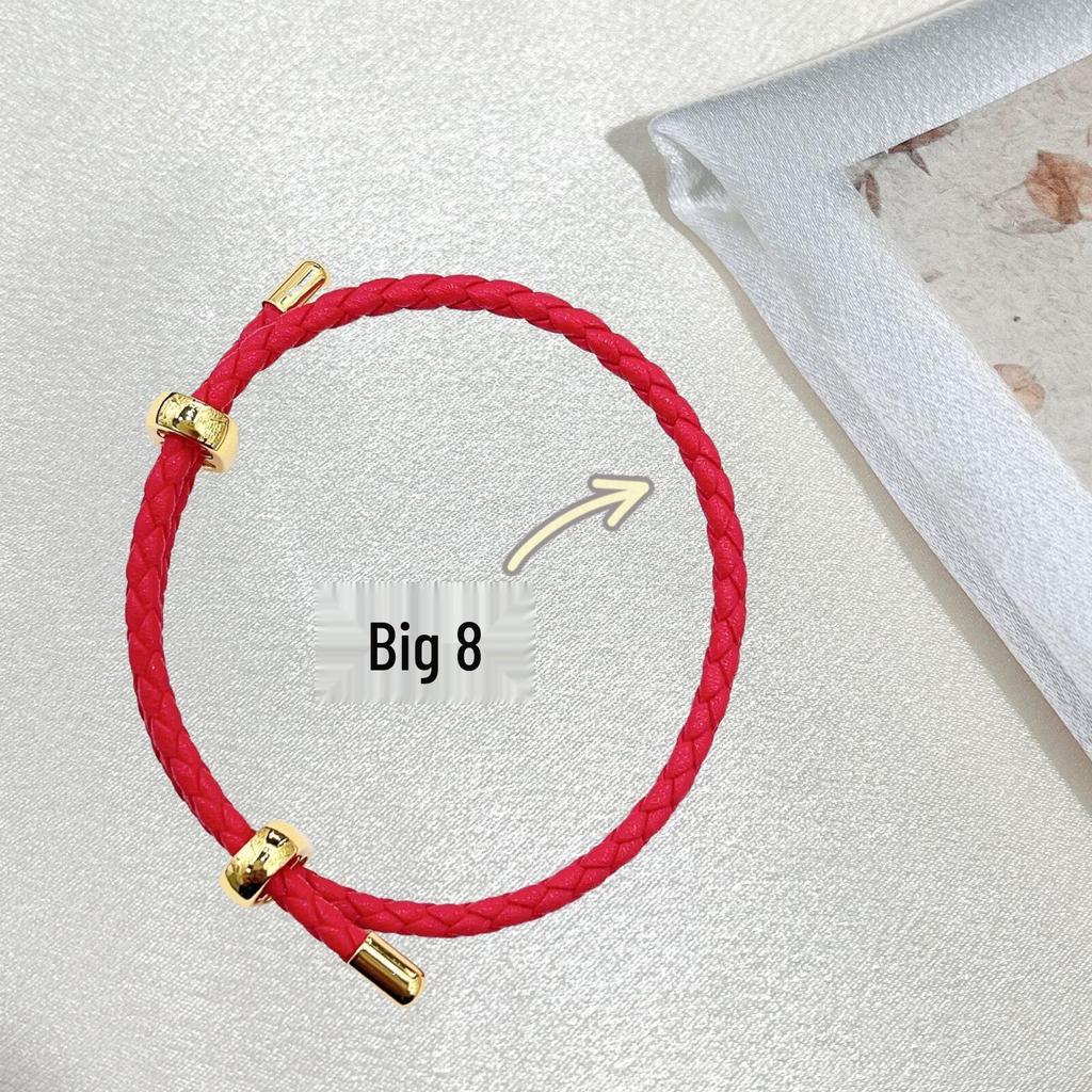 Corda de Pulso Ajustável de Couro de 3mm - Pulseira do Zodíaco Bagua - Corda Decorativa Vermelha para DIY