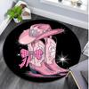 Cowgirl Boots Hat Circular Rug Office Decorative Carpet For Living Room Bedroom Door Mat Floor Carpet Computer Chair Area Rug