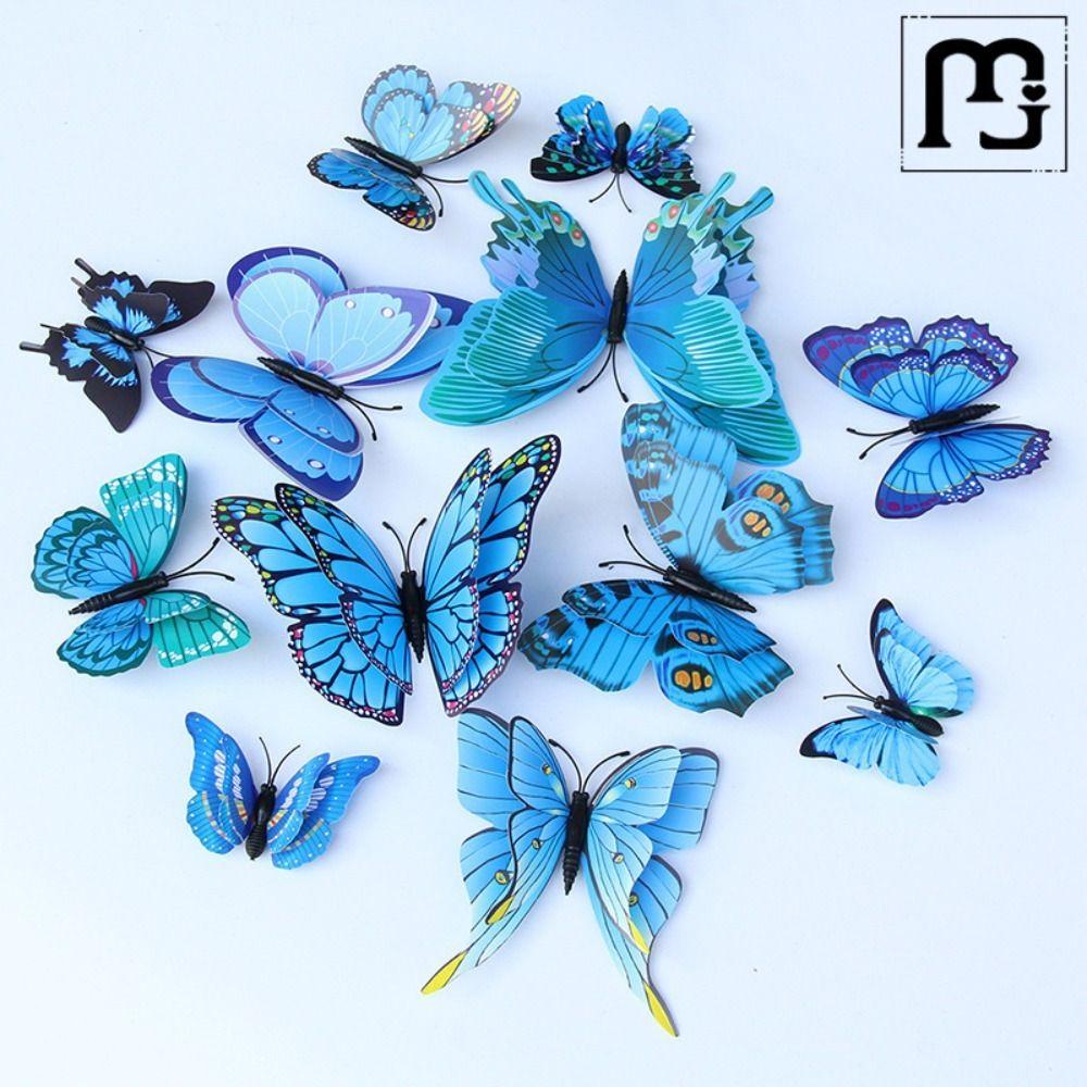 

12Pcs Simulated Art Magnet Stickers Double-layer Magnet Fridge Decals Kids Room Blue-B