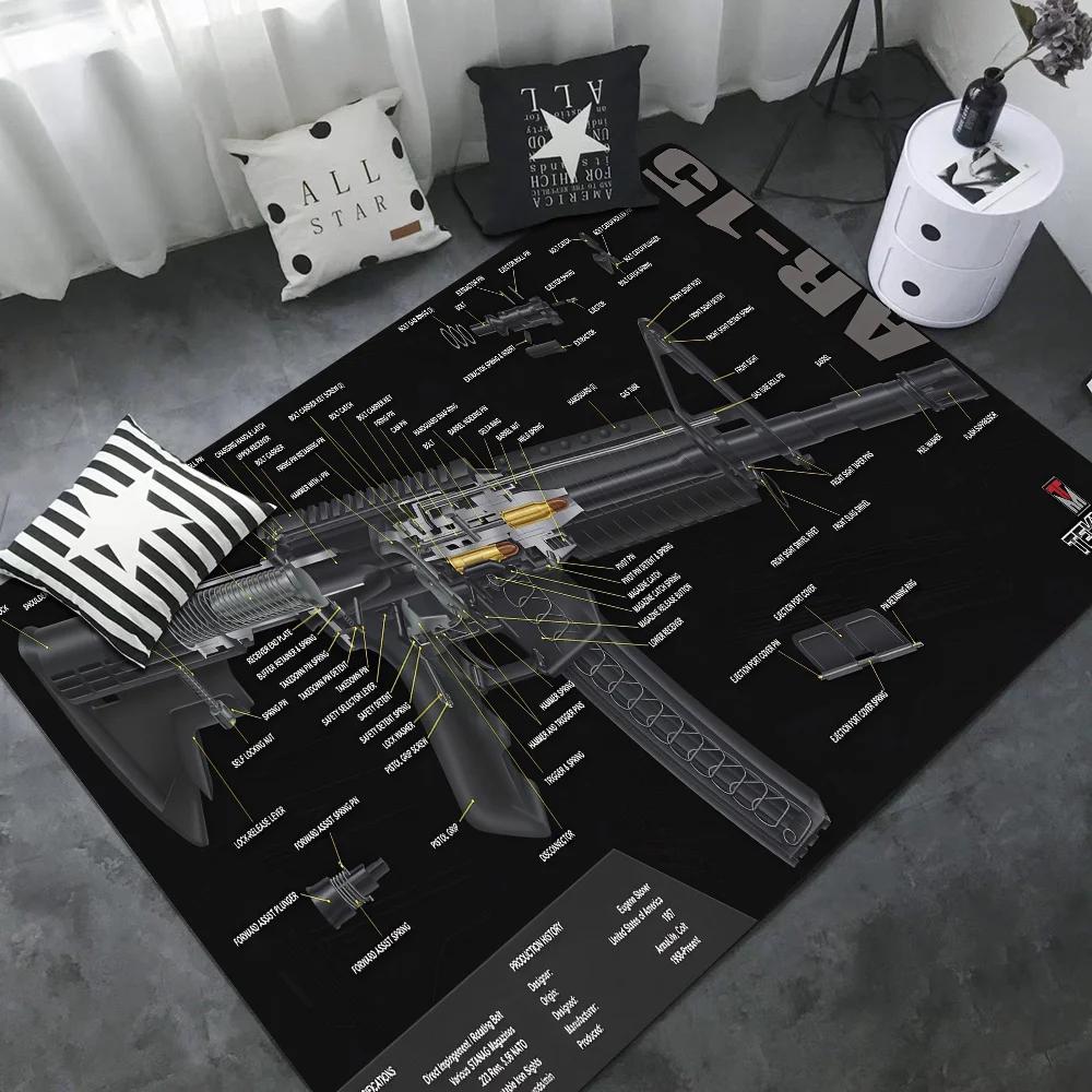 Black Ar 15 Ak47 Gun Room Mats Anti-slip Absorb Water Long Strip Cushion Bedroon Mat Household Carpets 40x60cm