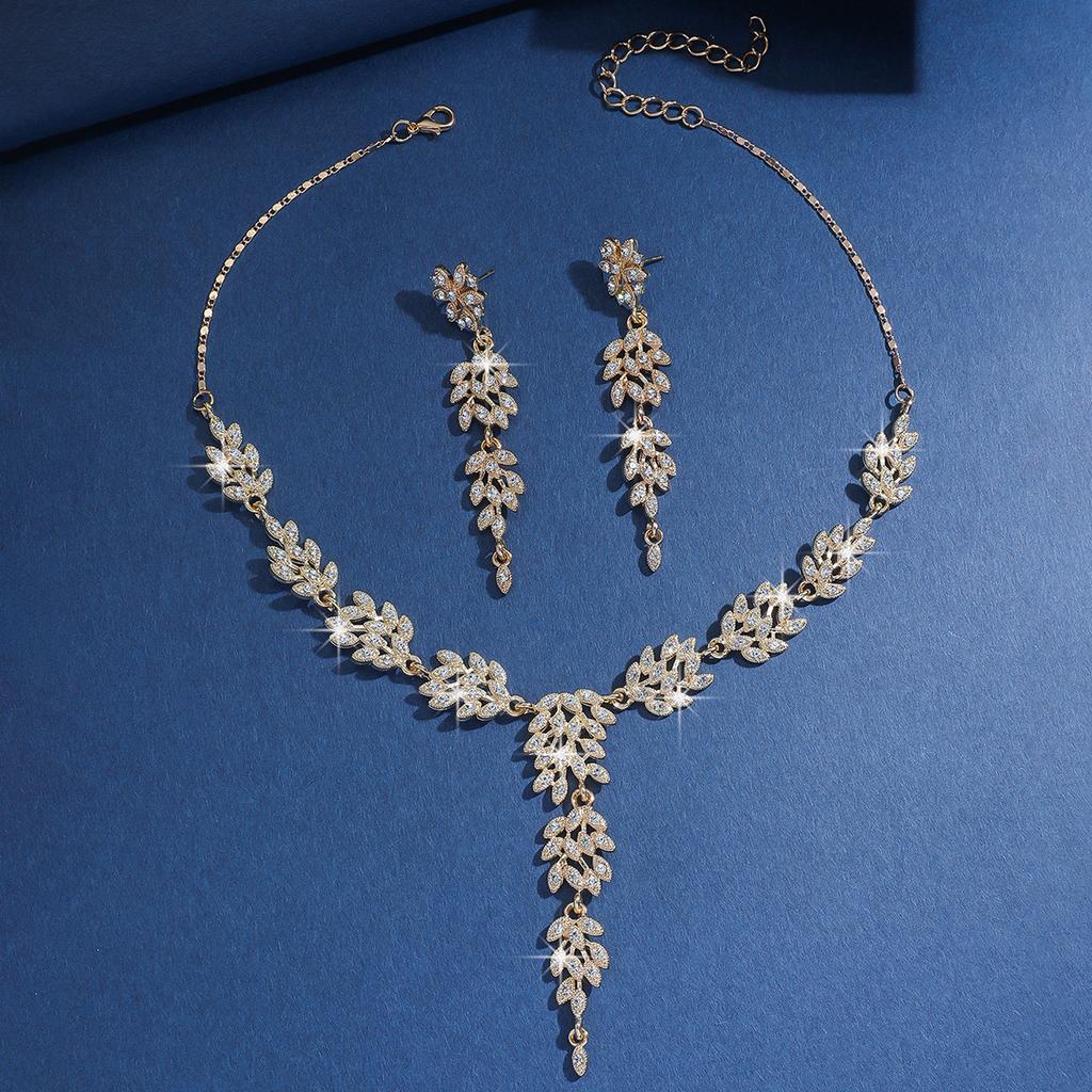 Klassischer Modeschmuck Beliebter Schmuck Ähren-Mode Kreative Halskette Ohrringe Zweiteiliges Set Mode Hochzeitszubehör