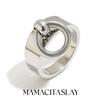 MamacitaSlay Anillo Doble Circular de Acero Inoxidable 316L Chapado en Oro de 18 Quilates Joyería Impermeable Hombres Mujeres Anillo Creativo Genial DIY Regalos