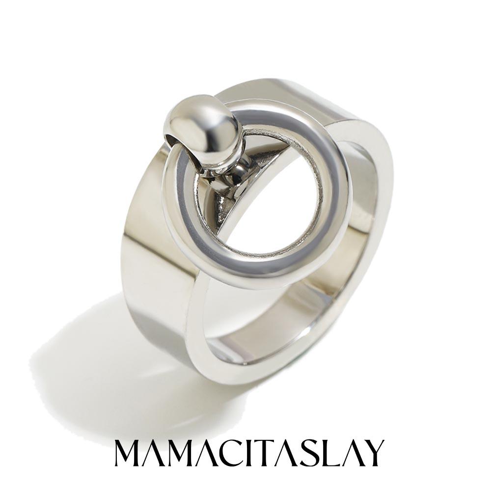 

MamacitaSlay 316L Stainless Steel Double Circular Ring 18K Gold Plated Waterproof Jewelry Men Women Creative Cool DIY Ring Gifts 7 срібний