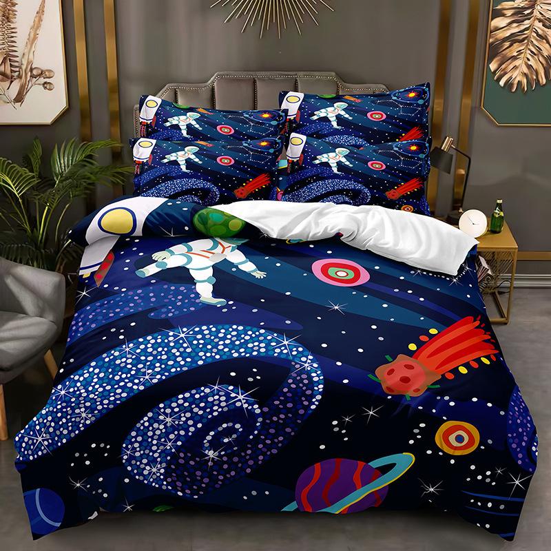 3D Space Cartoon Pattern Bedding Set Kid Boys Baby Quilt Cover Pillowcase 2/3pcs Single Double Bed Cover Gift Bed Set