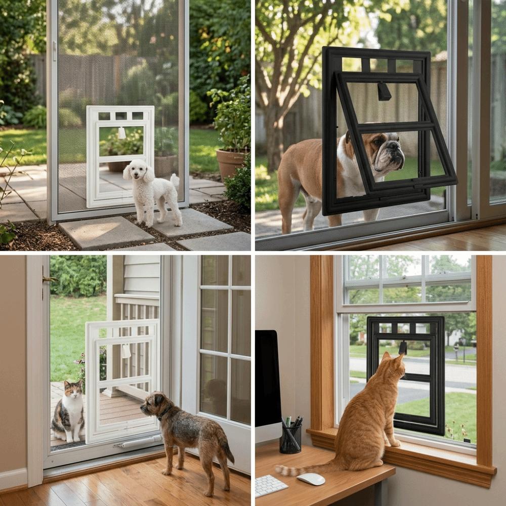 L Shaped Frame Cat Screen Door Mesh Screen Surface Two Way Pet Access Mini Breed Puppy
