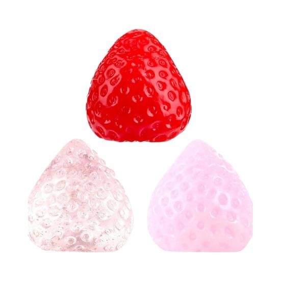 Portable Stress Relief Toy Strawberry Squeeze Toy Ball for Adults Soft TPR Fruit Finger Restlessness Reducer Fidget Focus Enhancer Party Favors
