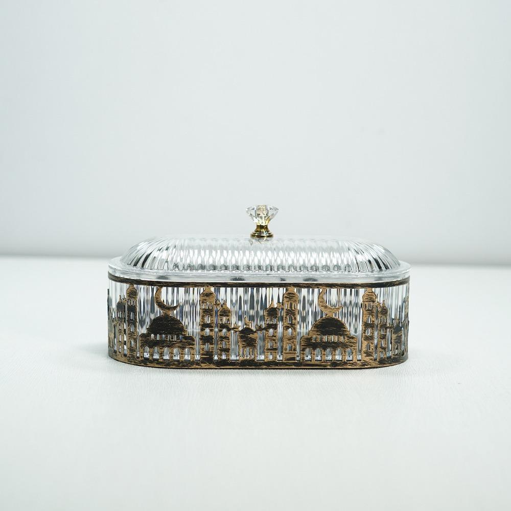 Eid Decoration Ramadan Candy Box Desktop Storage Trays Eid Mubarak Candy Snacks Acrylic Organizer Box Ramadan Accessories