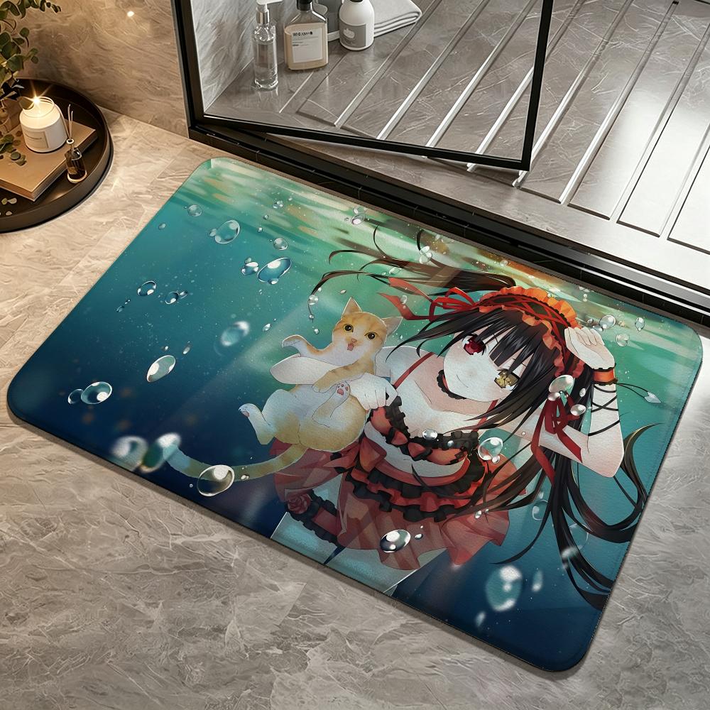 Anime-Tokisaki KurumiS Floor Mat Bedroom Carpet, Bathroom Foot Mat, Doormat, Non-Slip Absorbent Multi-Use
