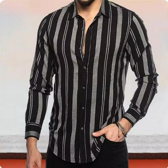 2022 Autumn European & American Men's Fashion Long-Sleeve Printed Shirt