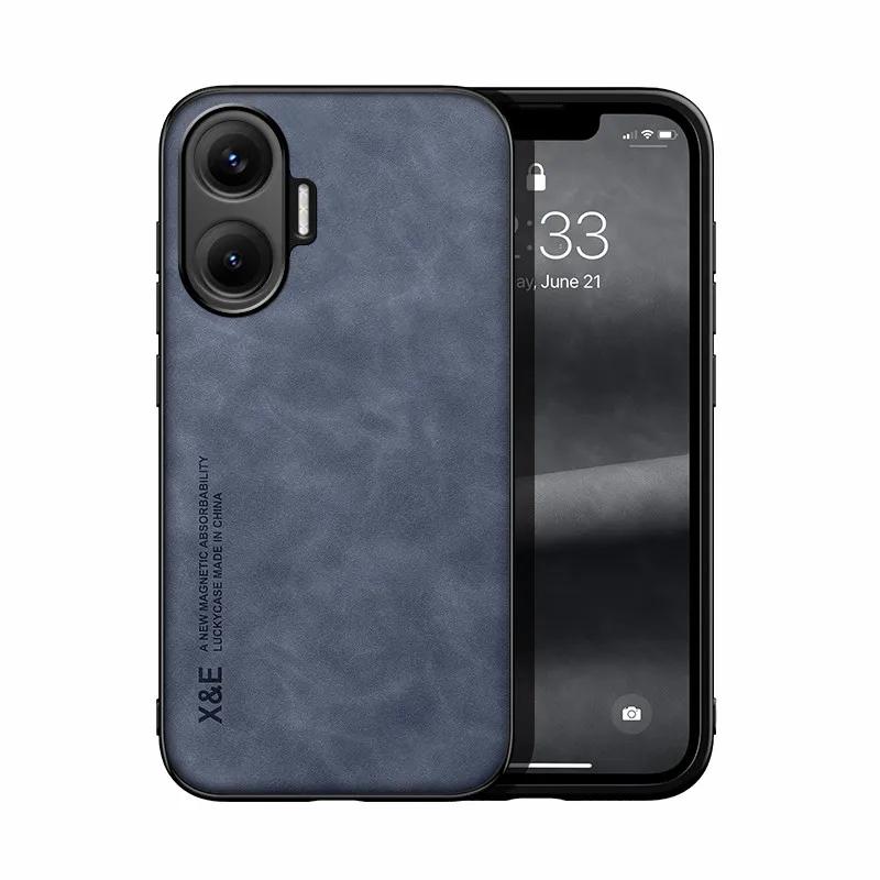 Pro Xiaomi POCO F7 Magnetické pouzdro Odolné PU kůže na dotek S přísavkou Zadní kryt na telefon