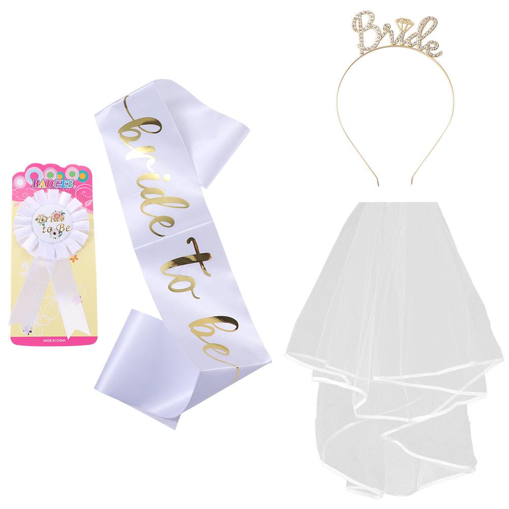4Pcs/set Satin Sash Bachelorette Party Decor Veil Bridal Wedding Veil  Wedding Decor