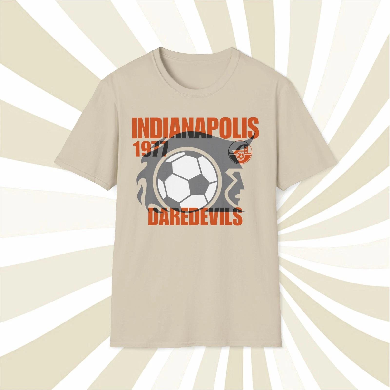 Men s and Women s T-shirts Indianapolis Daredevils 1977 ASL Vintage Offset Printed Soccer T-Shirt XXXL