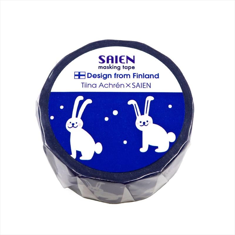 Made In Japan SAIEN Masking Tape 20mm X 5m Roll "Winter Rabbits" TR-4066