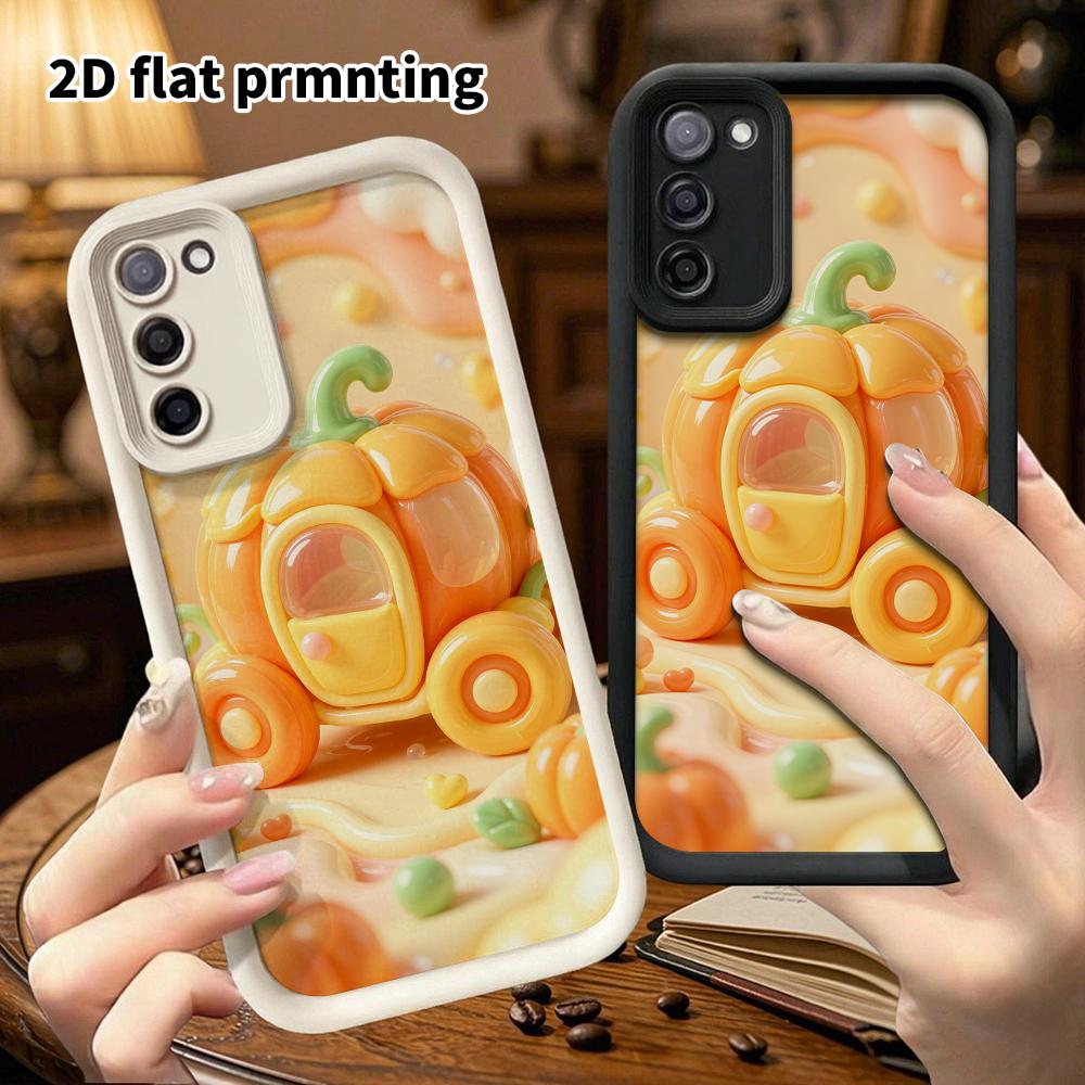 Phone Case: 2D flat design suitable for Samsung Galaxy A34 A35 M05 M06 S20 S22 S21 FE Plus 5G protective case, pumpkin carriage, Christmas and Hallowe