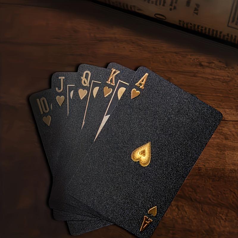 Waterproof Black & Golden Foil Playing Cards - Durable Plastic Poker Deck for Tabletop Games