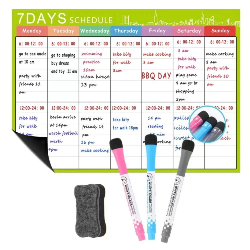 Erasable Whiteboard Calendar 12" X 16" Message Organizer Magnetic Monthly Planner  Refrigerator
