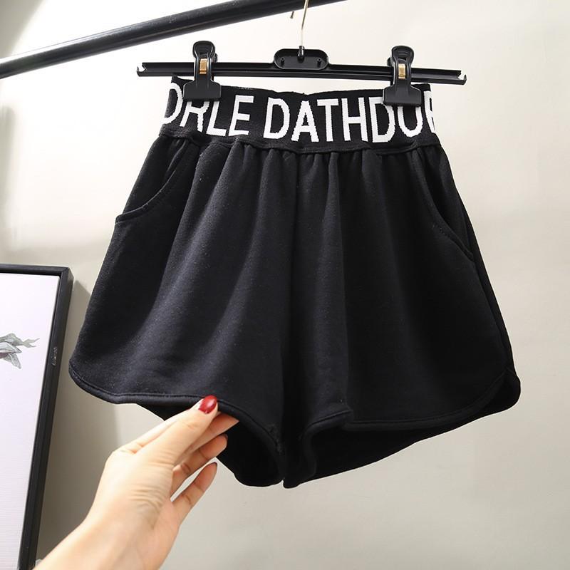 

Носите шорты с высокой талией, женские летние шорты для студентов, тонкие свободные широкие штаны для отдыха, бега, пляжа, шорты S белый