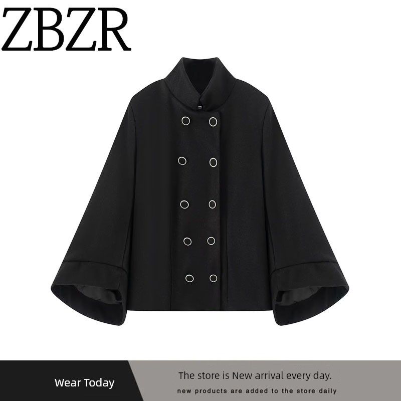 Za Export New Arrival Women's Clothing ZR Fashion Style French Design Fashionable All-Match Double Breasted Batwing-Sleeved Jacket Outwear