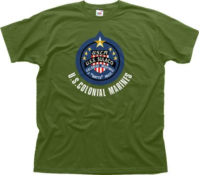 ALIENS COLONIAL MARINES WEYLAND Yutani - USS SULACO Green T-shirt OZ01450