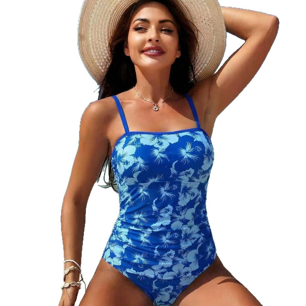 1011 new printed small fresh one-piece swimsuit women's suspenders slim and thin hot spring vacation bikini