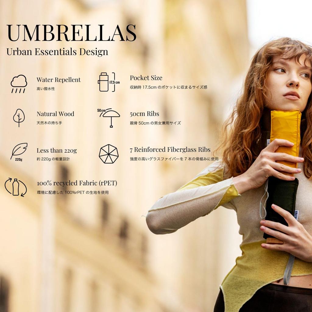 ANATOLE Compact Folding Umbrella SOLID COLOURS 50cm Rib 85cm Elise Light Green Unisex Rain French Brand Length, Diameter, Umbrella, Lightweight,