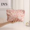 Compact Travel Case Floral Cotton Makeup Bag, Large Capacity Toiletry Bag with Multi Portable Beauty Storage Compartments, Cute Skincare Cosmetic