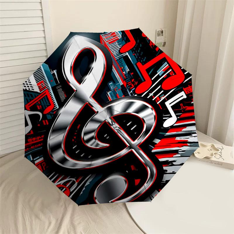 

1PC Music Cityscape Umbrella-8-Rib Reinforced, Automatic Open, Lightweight & Durable, Cute Fashion Accessory for Outdoor-T168