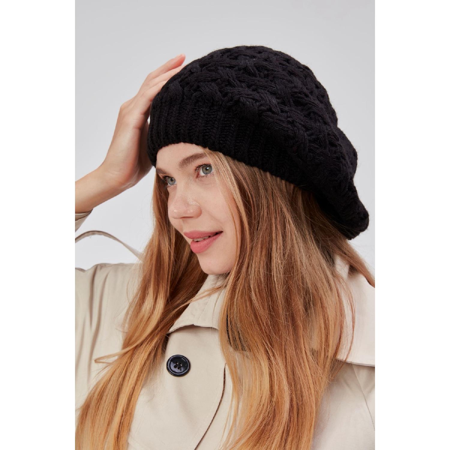 

Women s Winter Stylish Knitwear Painter Knitted Beret Standart коричневый