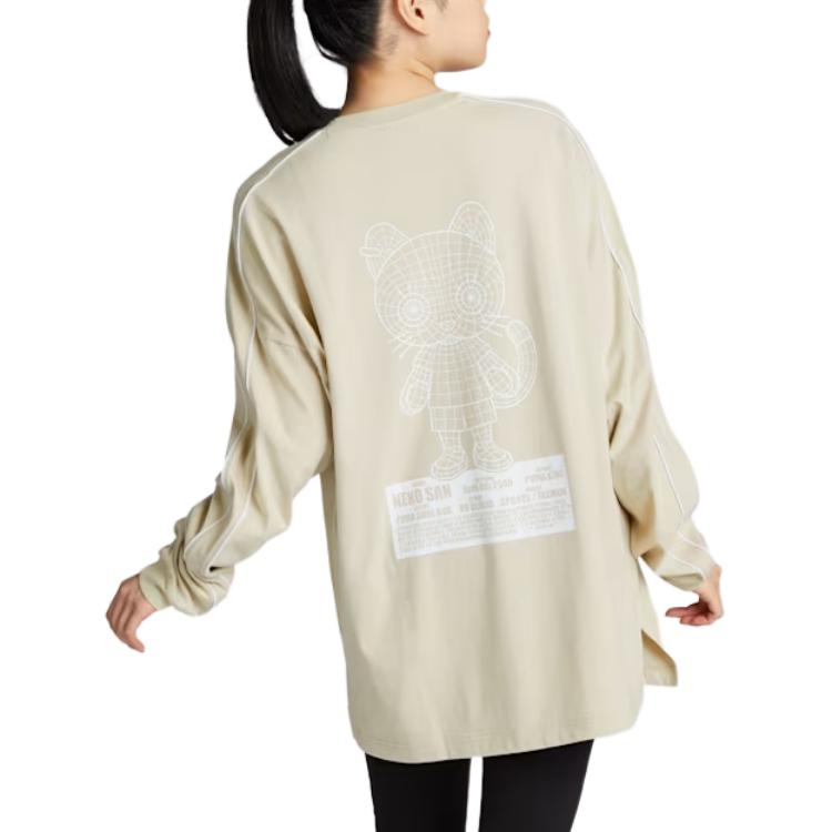 Puma T7 Neko-San FW24 Pulower z okrągłym dekoltem Koszulka z długim rękawem Unisex Top Pustynny pył 629841-68