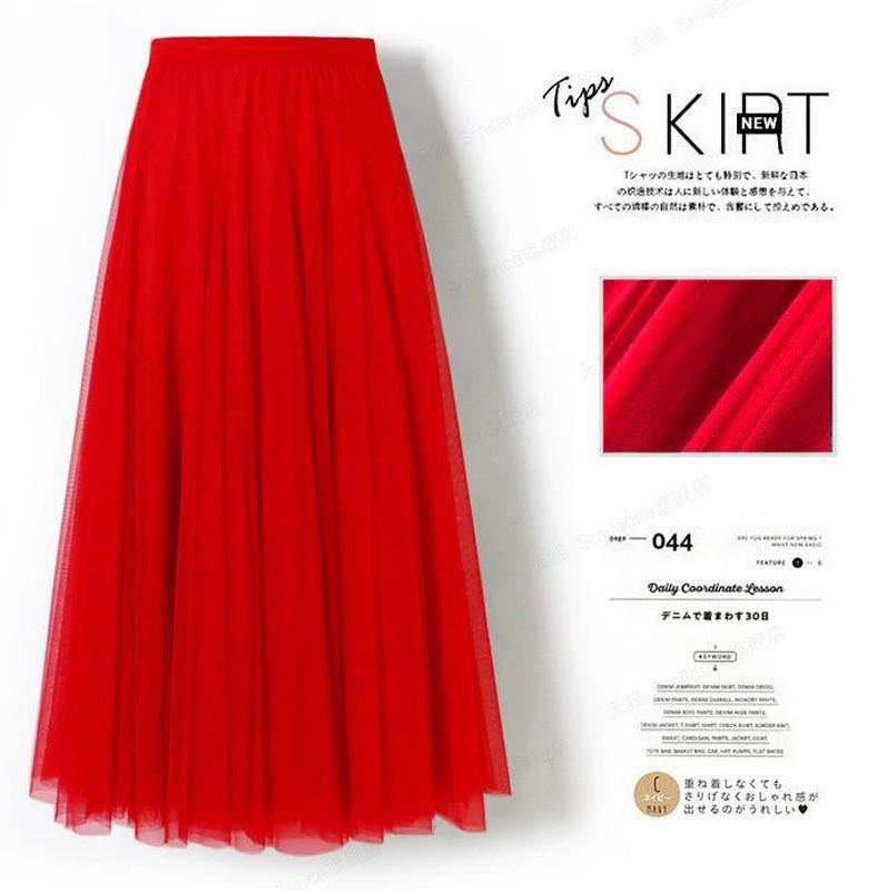 Dámská pevná skládaná elegantní midi elastická sukně v pase